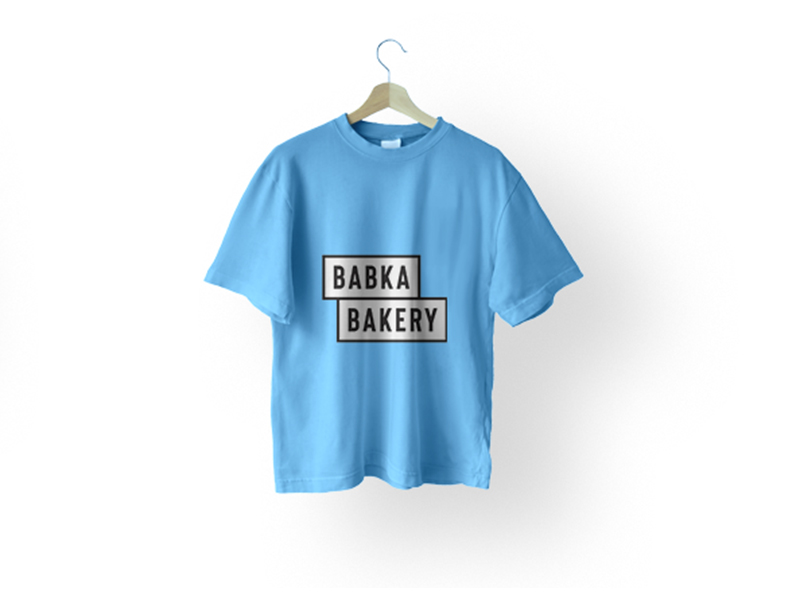 הדפסת לוגו על חולצה של BABKA BAKERY