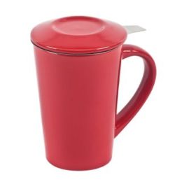 כוס פורצלן עם מכסה ורשת – אקונה 330 מ”ל אדום