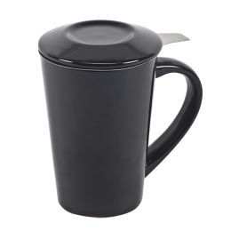 כוס פורצלן עם מכסה ורשת – אקונה 330 מ”ל שחור