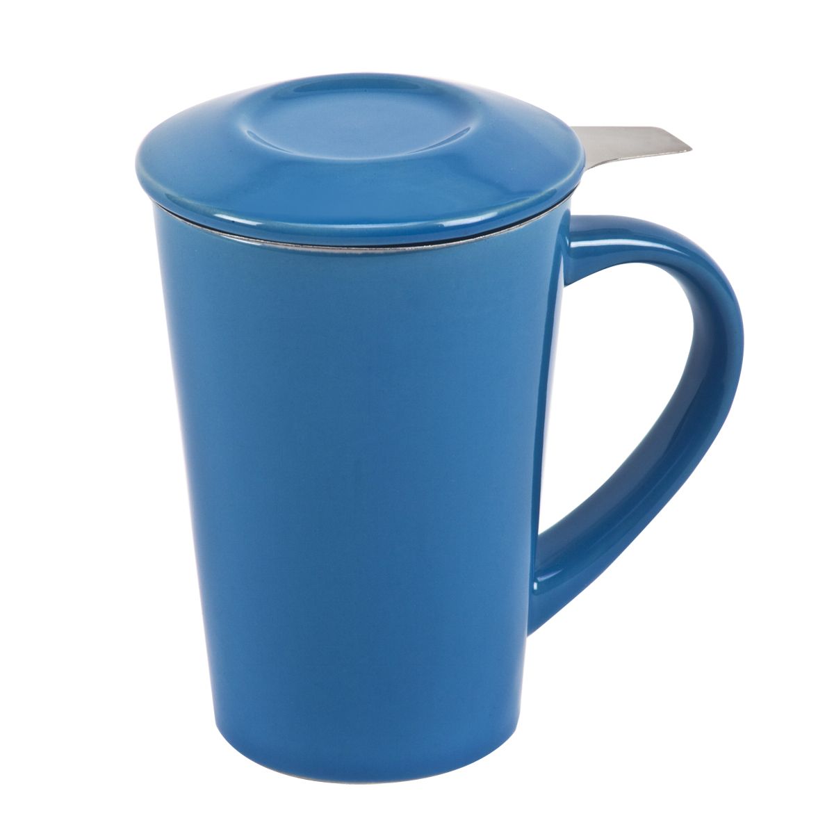 כוס פורצלן עם מכסה ורשת – אקונה 330 מ”ל כחול בהיר